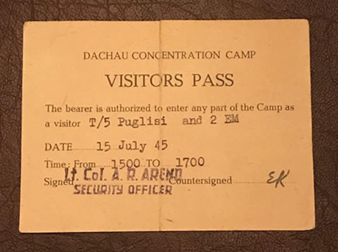 Thomas Puglisi Visitiors pass July 15 1945